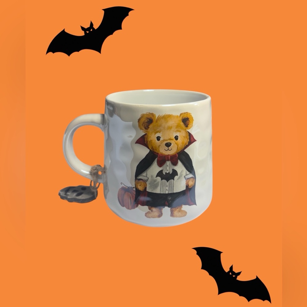 Halloween Vampire Teddy Bear Coffee Mug Cute Spooky Fall Ceramic Cup